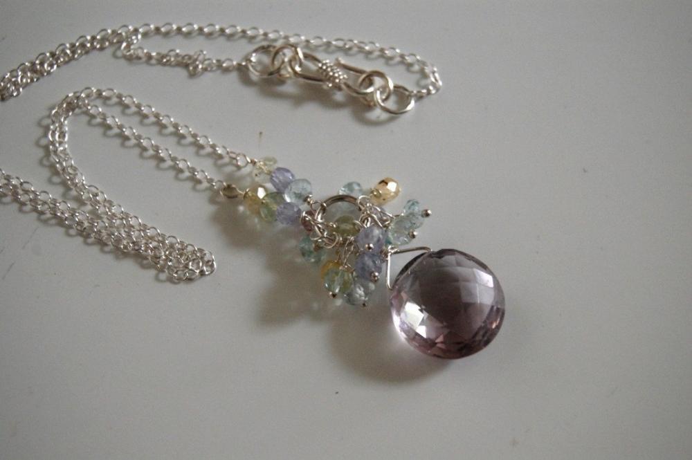 Aaa Pink Amethyst Coin Briolette And Multi Tourmaline Necklace