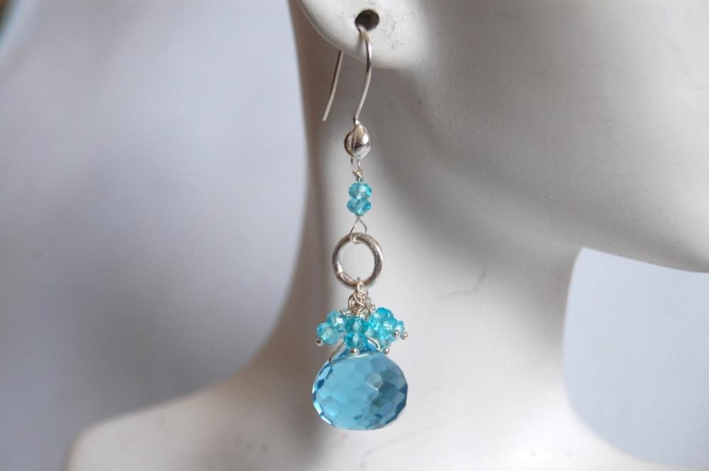Aquamarine quartz and Apatite earrings