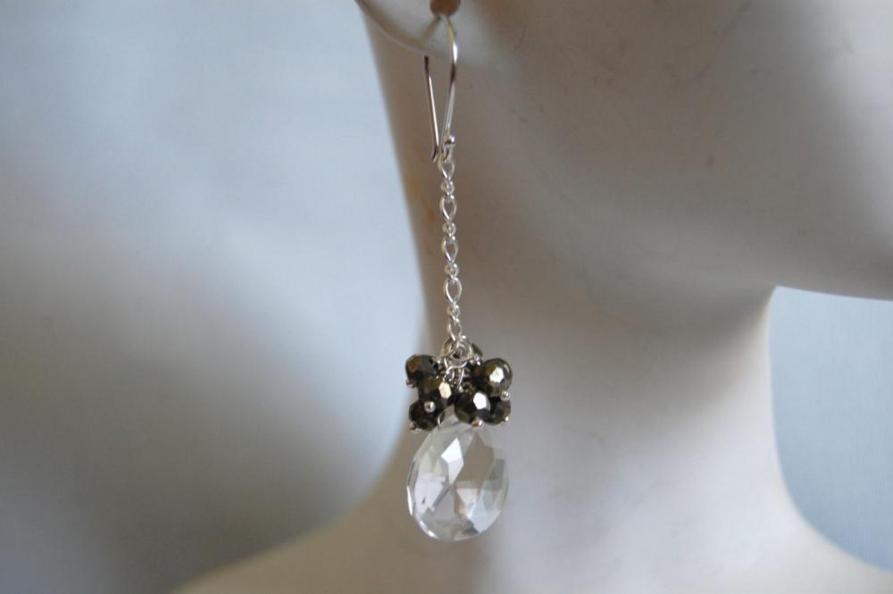Rock Crystal Quartz and Pyrites earrings