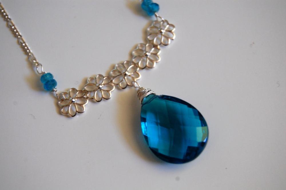 Gorgeous London Blue Quartz And London Blue Topaz Necklace