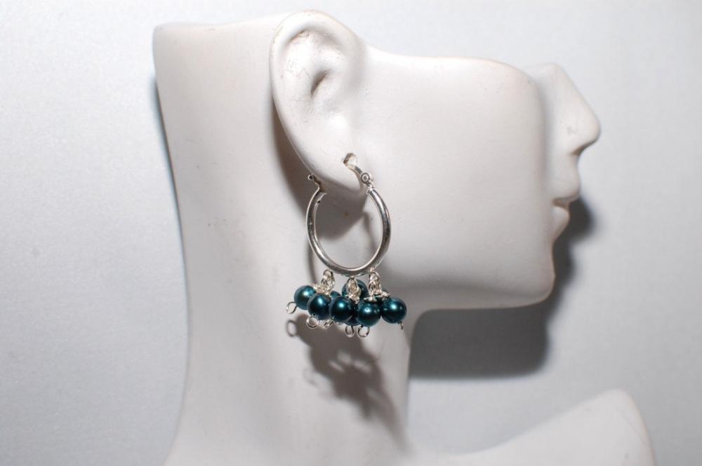 Sterling Silver Hoop Earrings With Fresh Water Pearl