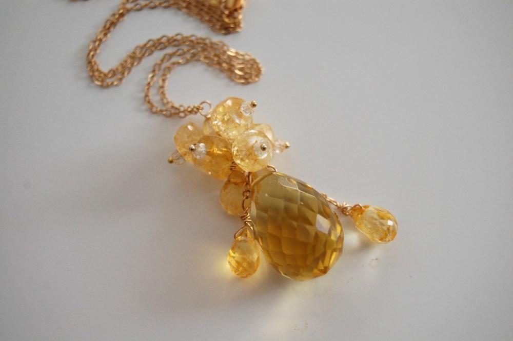 Golden crystal quartz and citrine necklace