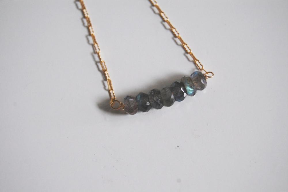 Gorgeous Blue Flashy Labradorite Necklace With Gold Filled Chain