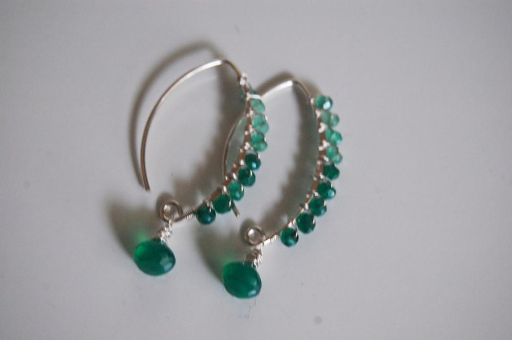 Green Onyx Long Drop Earrings
