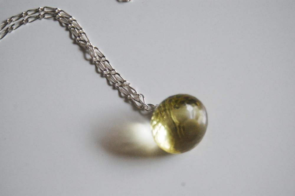Gorgeous Lemon Quartz Pendant Necklace With Sterling Silver Chain