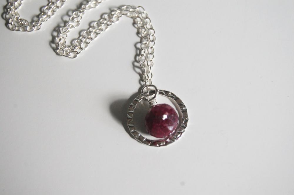Ruby Necklace With Sterling Silver Chain