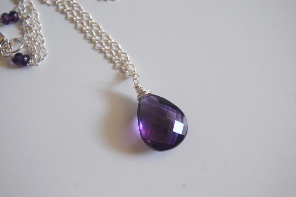 Amethyst Pendant Necklace With Sterling Silver Chain