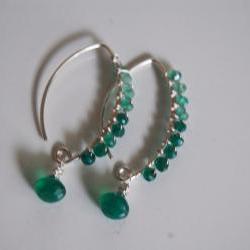Green Onyx long drop earrings