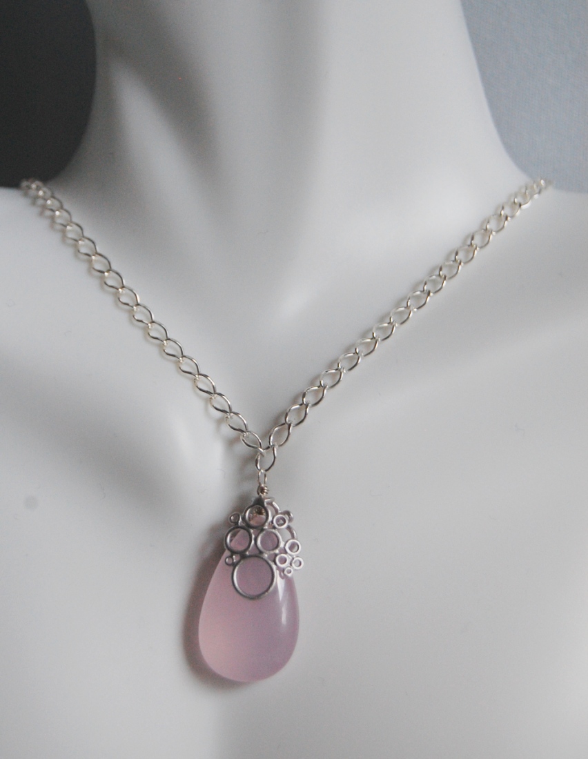 Light Pink Chalcedony Drop Necklace main image 1