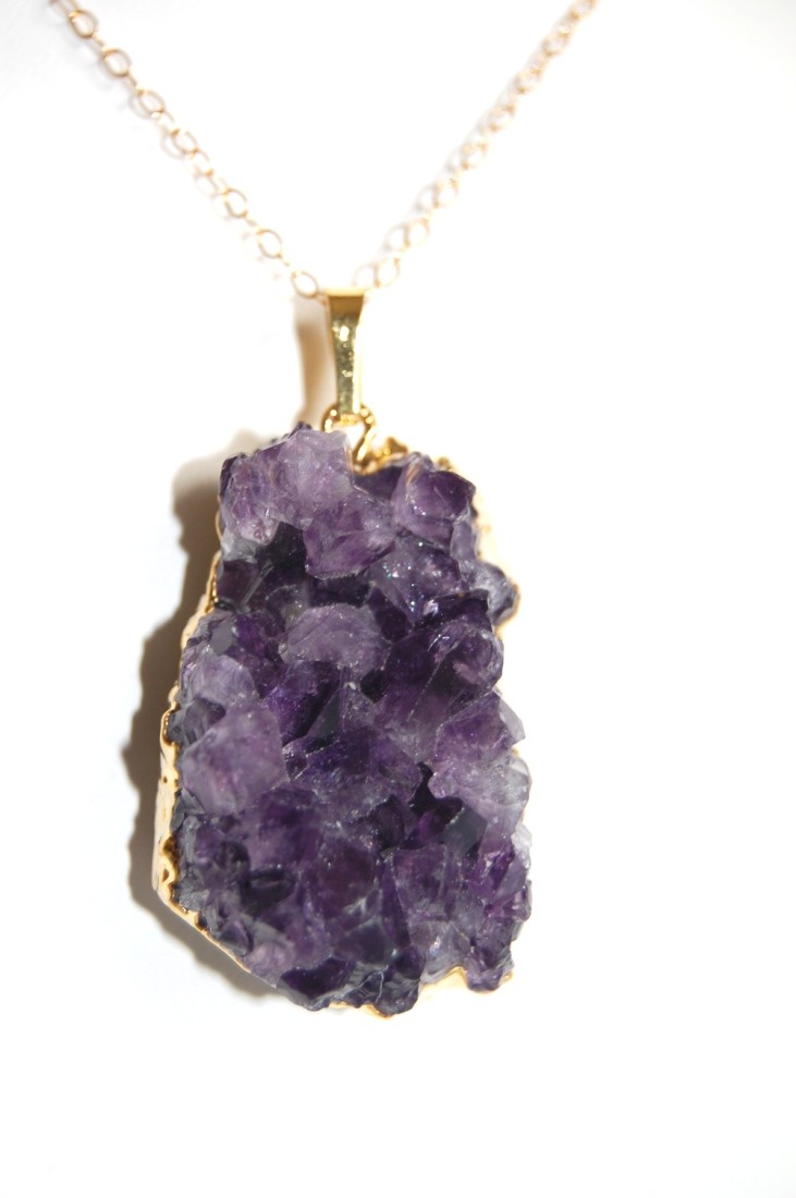 Dark Purple Amethyst Chunk Necklace On Luulla